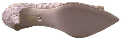 Dolce & Gabbana Rosa Floral Spitze DG Kristall Pumps Schuhe