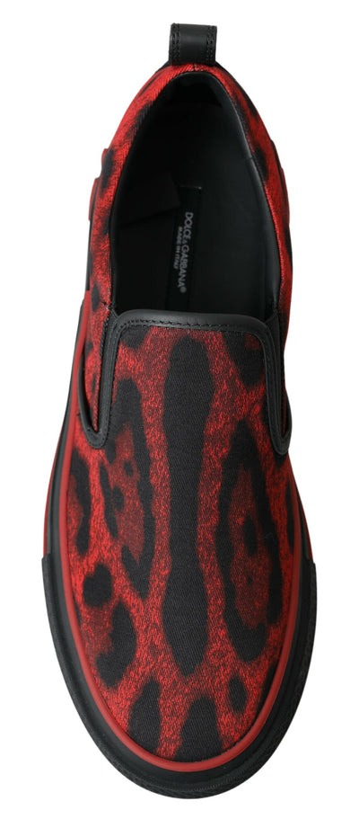 Dolce & Gabbana Rot Schwarz Leopard Loafers Sneakers Schuhe