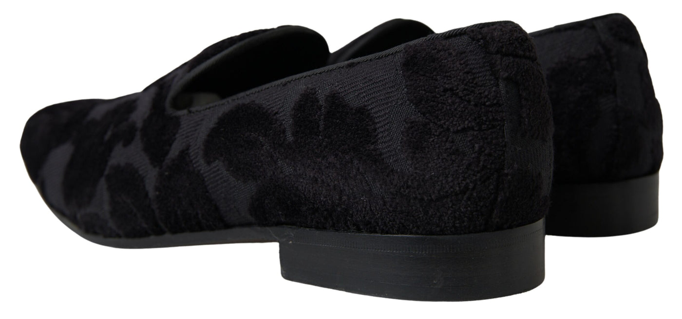 Dolce & Gabbana Schwarzer Brokat Loafers Formelle Schuhe