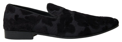Dolce & Gabbana Schwarzer Brokat Loafers Formelle Schuhe
