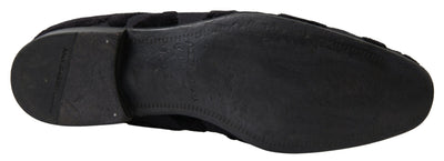 Dolce & Gabbana Schwarzer Brokat Loafers Formelle Schuhe