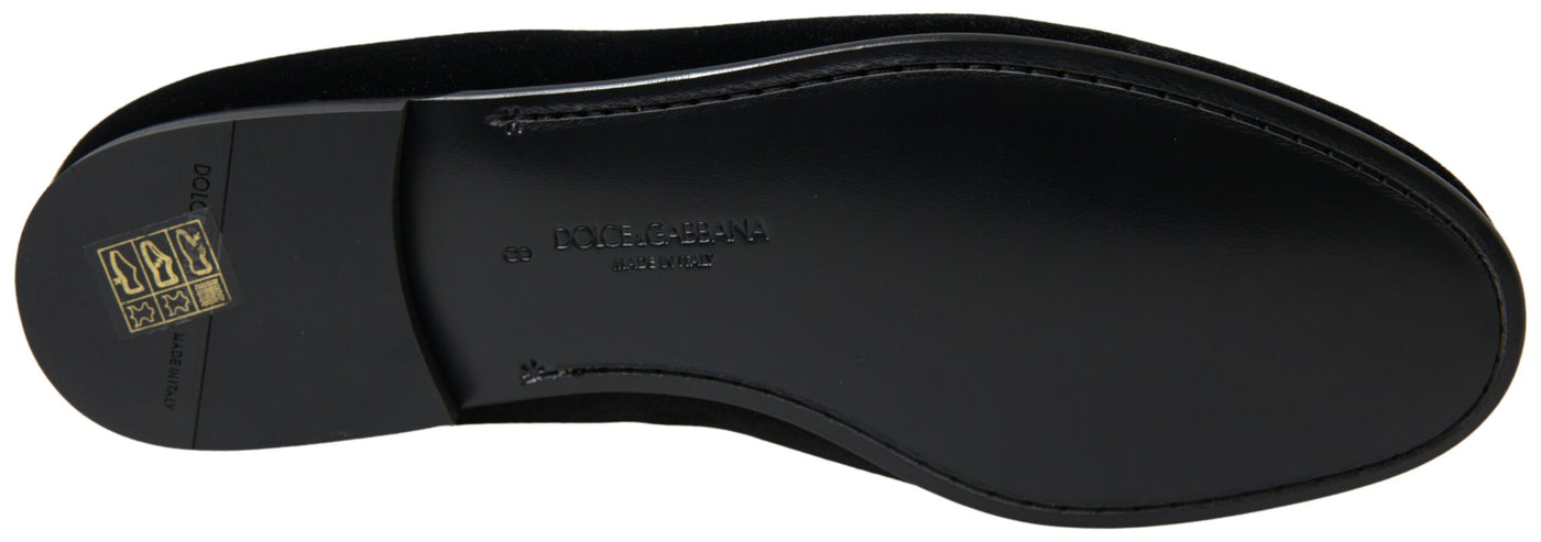 Dolce & Gabbana Schwarzer Samt Loafers Formelle Schuhe