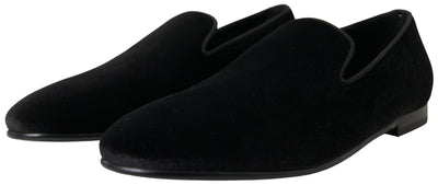 Dolce & Gabbana Schwarzer Samt Loafers Formelle Schuhe