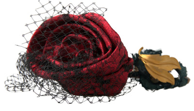 Dolce & Gabbana Rot mit mehrfarbiger Rose Seide Crystal Netted Logo Diadem Stirnband