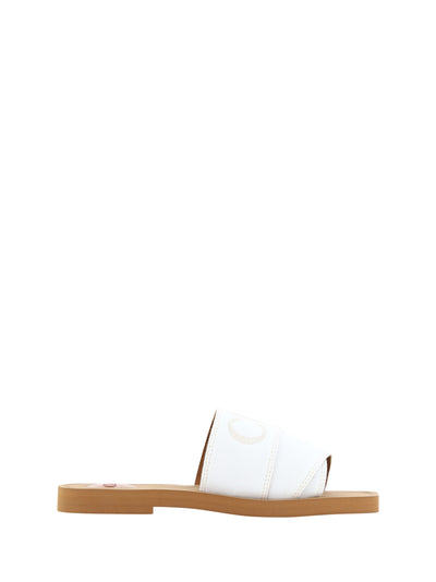 Chloé Elegante weiße Gleitsandalen aus Baumwolle