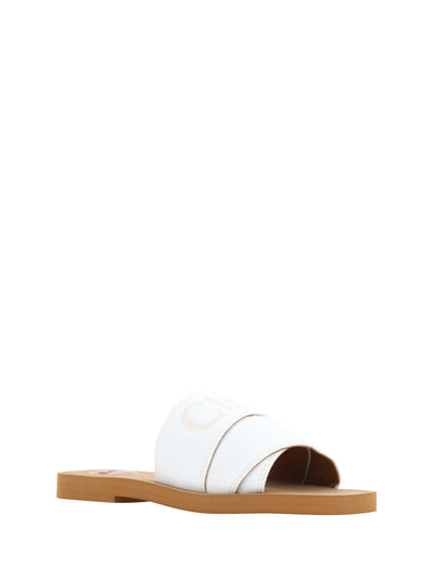 Chloé Elegante weiße Gleitsandalen aus Baumwolle