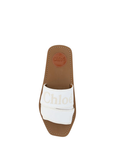 Chloé Elegante weiße Gleitsandalen aus Baumwolle