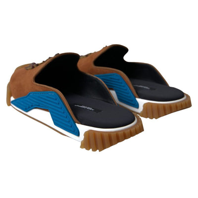Dolce & Gabbana Braunes Wildleder Crown Logo NS1 Rutschen Sandalen