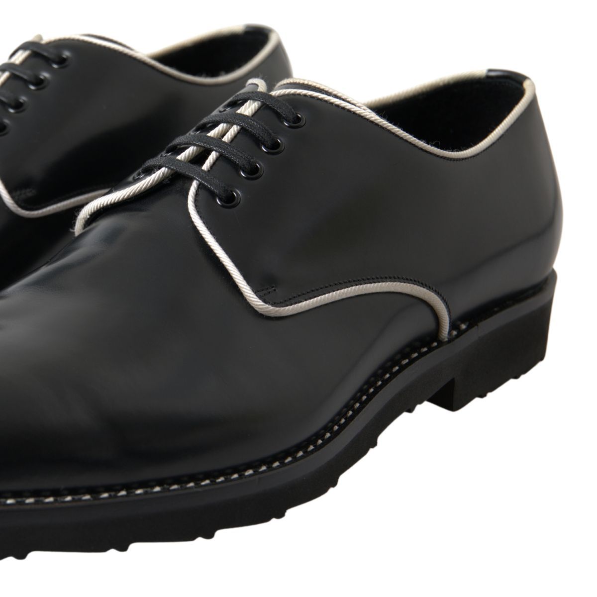 Dolce & Gabbana Schwarz Weiß Leder Formale Schuhe