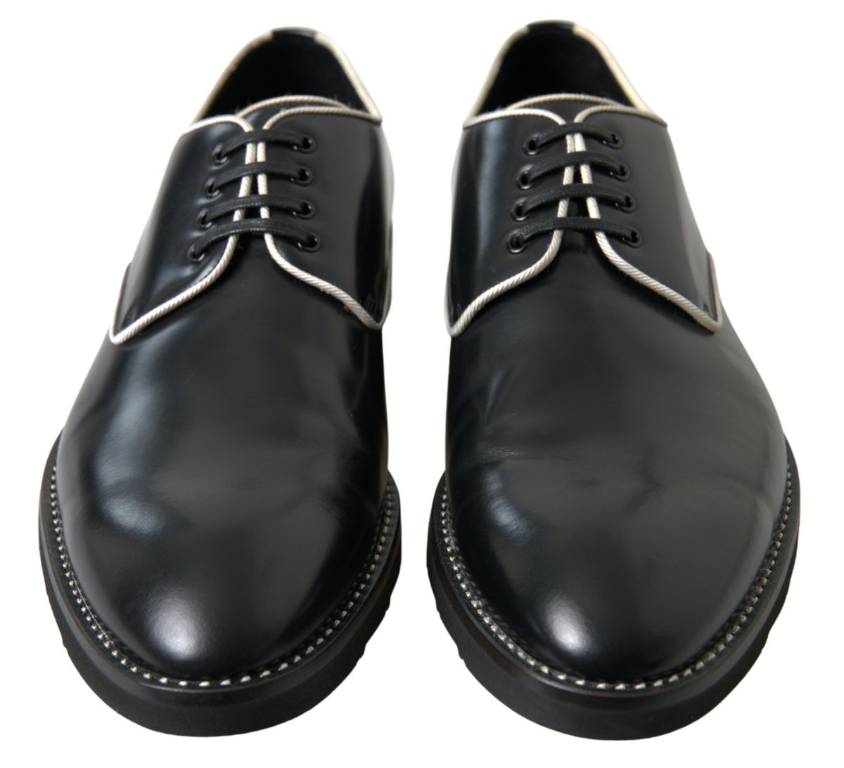 Dolce & Gabbana Schwarz Weiß Leder Formale Schuhe