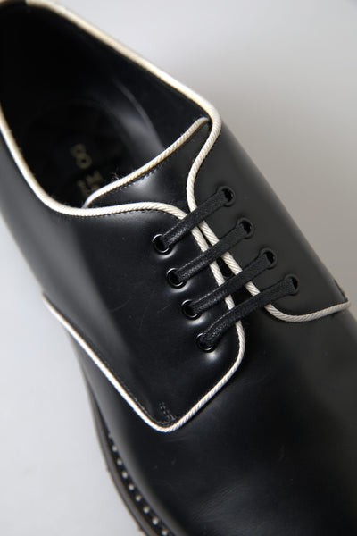 Dolce & Gabbana Schwarz Weiß Leder Formale Schuhe