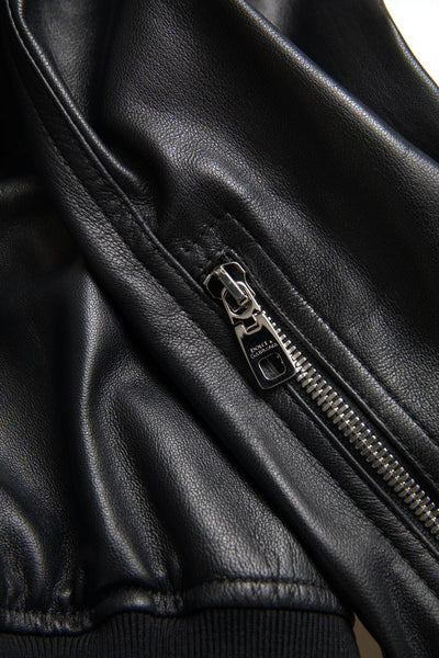 Dolce & Gabbana Schwarze Leder Bomberjacke mit Reißverschluss für Männer