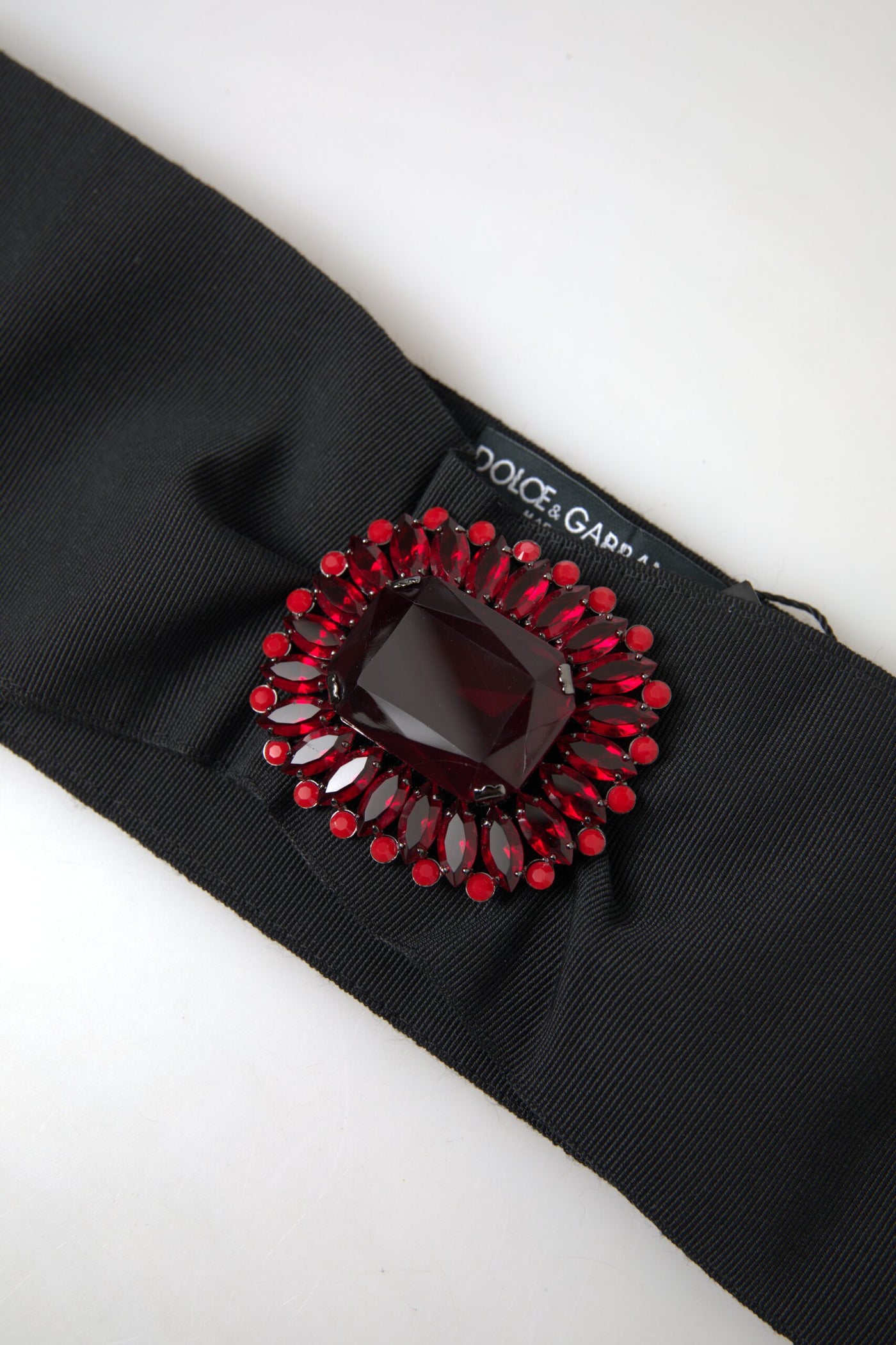 Dolce & Gabbana Schwarzer Kristall-Messing-Gürtel mit breiter Taille für die Startbahn