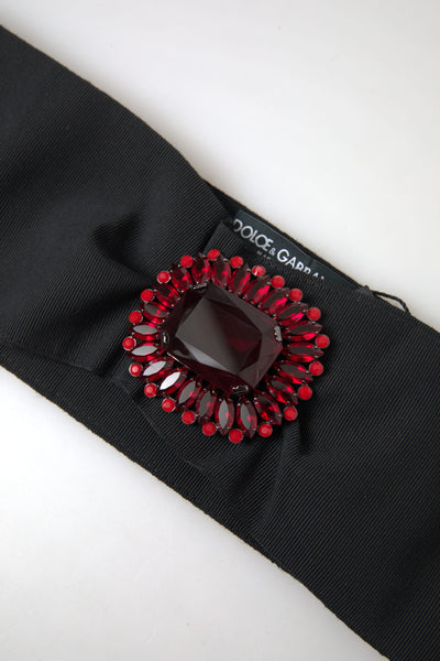 Dolce & Gabbana Schwarzer Kristall-Messing-Gürtel mit breiter Taille für die Startbahn
