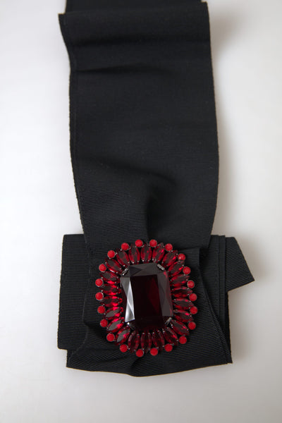 Dolce & Gabbana Schwarzer Kristall-Messing-Gürtel mit breiter Taille für die Startbahn