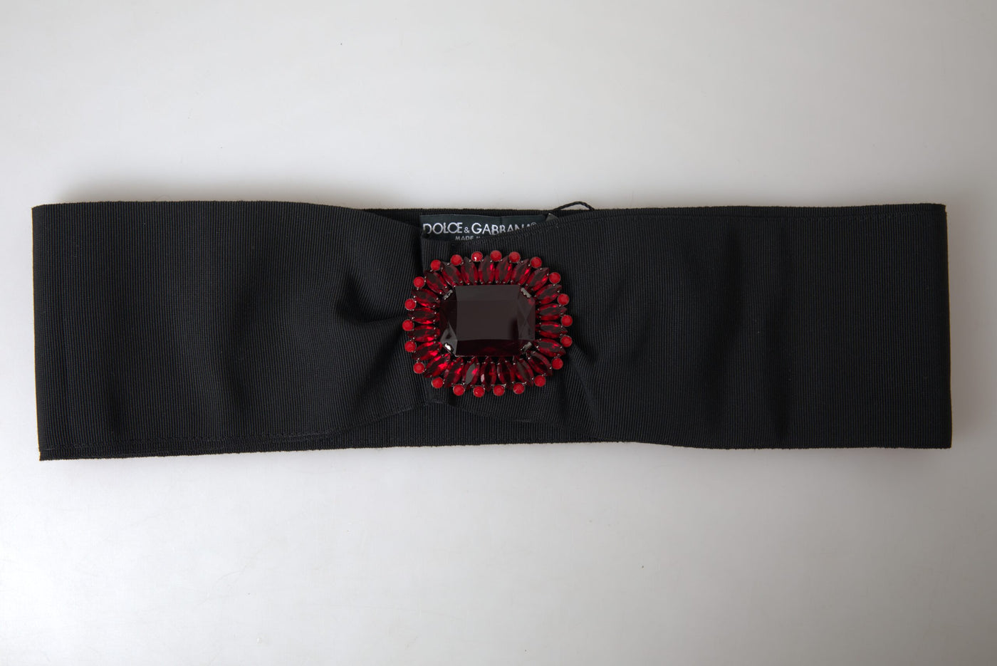 Dolce & Gabbana Schwarzer Kristall-Messing-Gürtel mit breiter Taille für die Startbahn