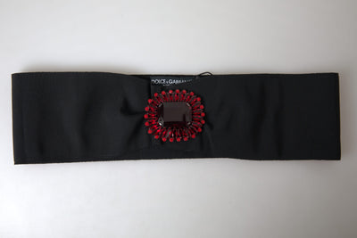 Dolce & Gabbana Schwarzer Kristall-Messing-Gürtel mit breiter Taille für die Startbahn