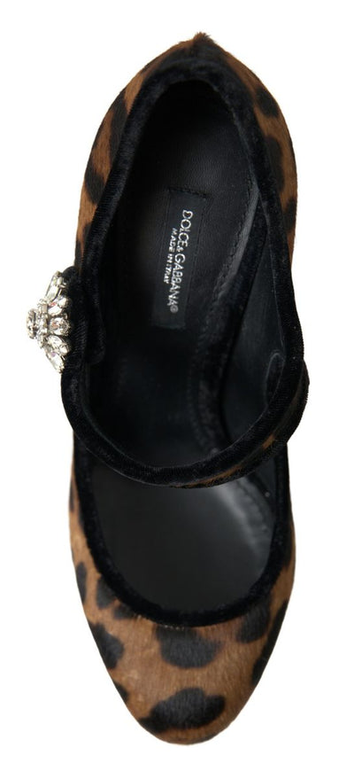Dolce & Gabbana Schwarz Braun Kalb Leopard Absatz Mary Jane Pump Schuhe
