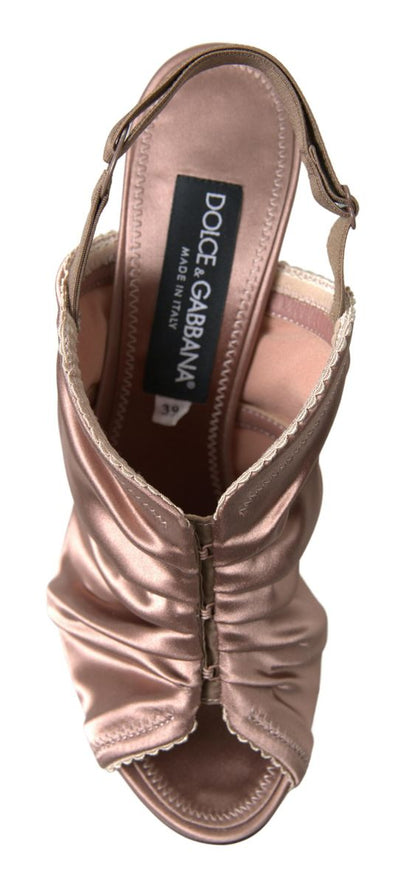 Dolce & Gabbana Hellbraune Slingback Stöckelschuhe mit Korsettverschluss