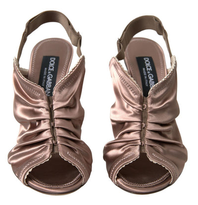 Dolce & Gabbana Hellbraune Slingback Stöckelschuhe mit Korsettverschluss