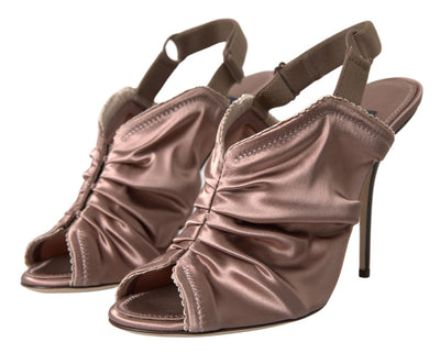 Dolce & Gabbana Hellbraune Slingback Stöckelschuhe mit Korsettverschluss