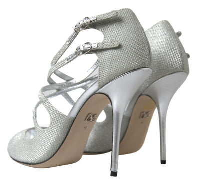 Dolce & Gabbana Silber schimmert Sandalen Absatz Pumps Schuhe