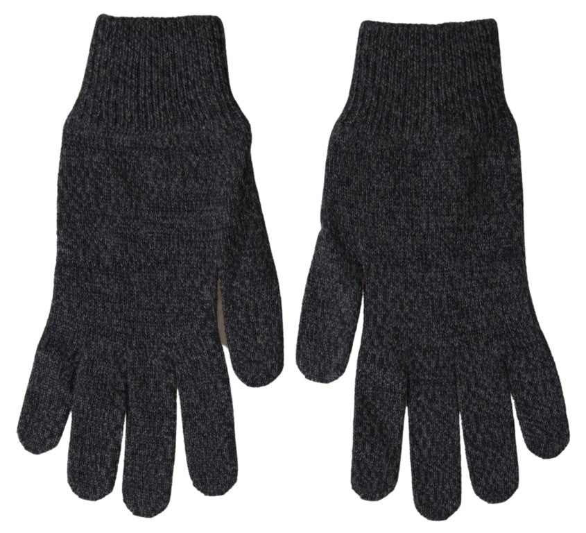 Dolce & Gabbana Graue Schurwolle stricken Hände Mitten Männer Handschuhe