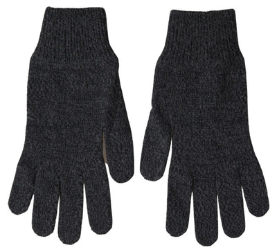 Dolce & Gabbana Graue Schurwolle stricken Hände Mitten Männer Handschuhe