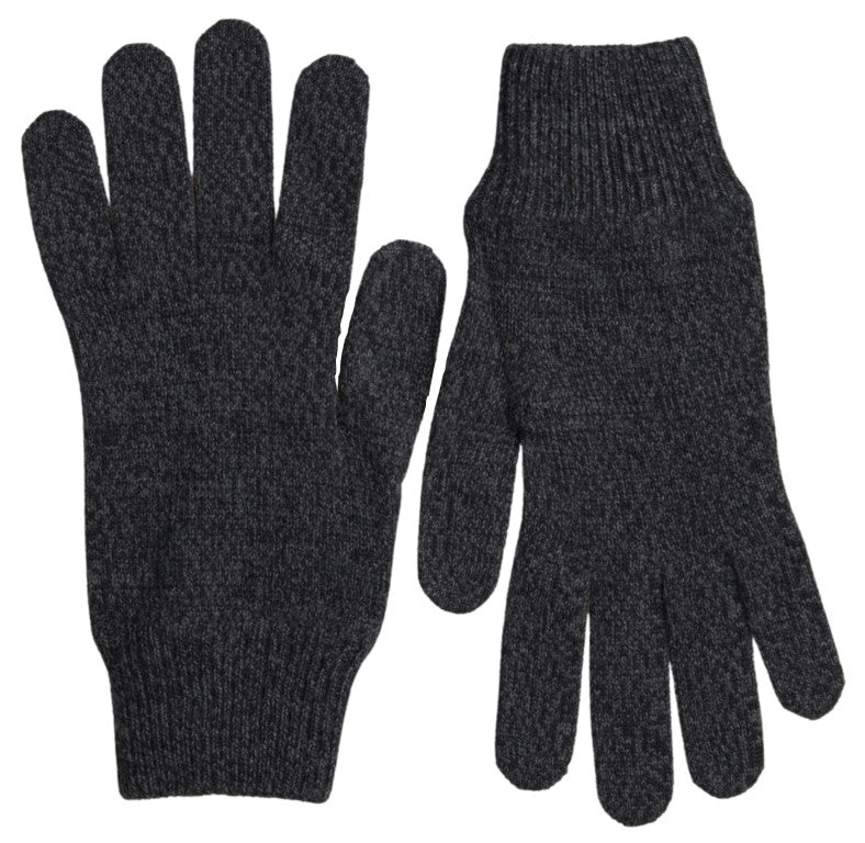 Dolce & Gabbana Graue Schurwolle stricken Hände Mitten Männer Handschuhe