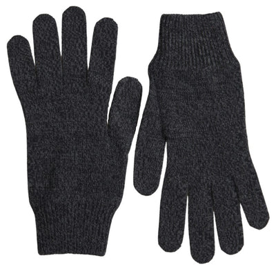 Dolce & Gabbana Graue Schurwolle stricken Hände Mitten Männer Handschuhe
