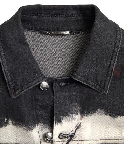 Dolce & Gabbana Mehrfarbige Denimjacke mit Kragen aus Baumwolle
