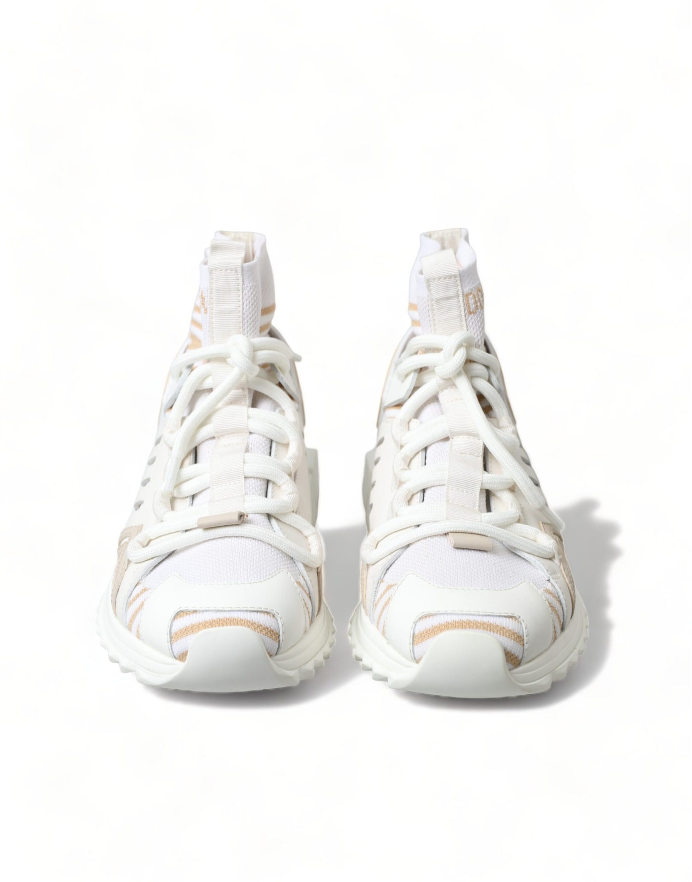 Dolce & Gabbana Weiß Beige Sorrento Socken Sneakers Schuhe