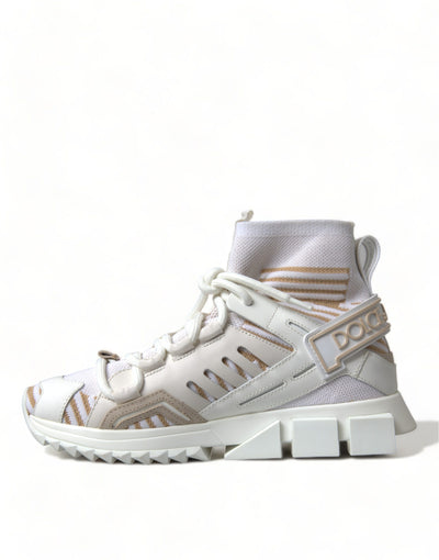 Dolce & Gabbana Weiß Beige Sorrento Socken Sneakers Schuhe