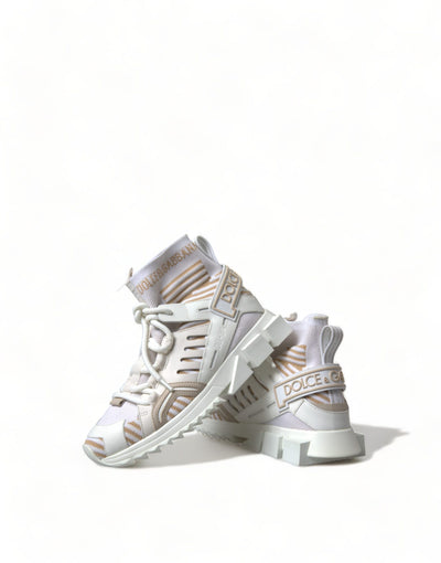 Dolce & Gabbana Weiß Beige Sorrento Socken Sneakers Schuhe