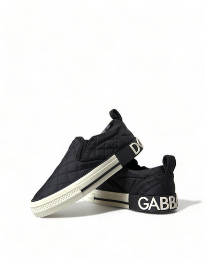 Dolce & Gabbana Schwarz gesteppt Slip On Low Top Sneakers Schuhe