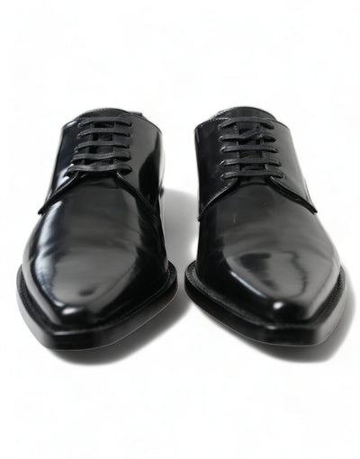 Dolce & Gabbana Schwarze Leder Schnürschuhe Formal Flats Schuhe