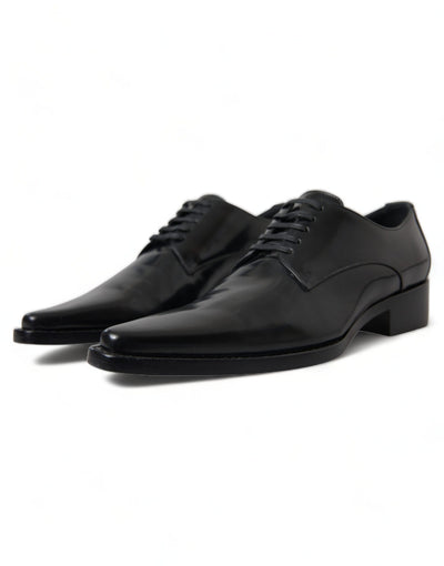 Dolce & Gabbana Schwarze Leder Schnürschuhe Formal Flats Schuhe