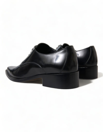 Dolce & Gabbana Schwarze Leder Schnürschuhe Formal Flats Schuhe