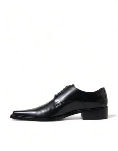 Dolce & Gabbana Schwarze Leder Schnürschuhe Formal Flats Schuhe