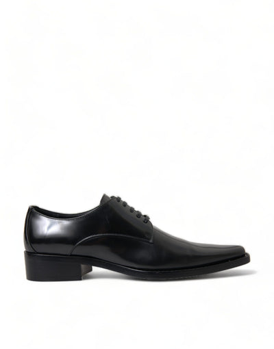 Dolce & Gabbana Schwarze Leder Schnürschuhe Formal Flats Schuhe