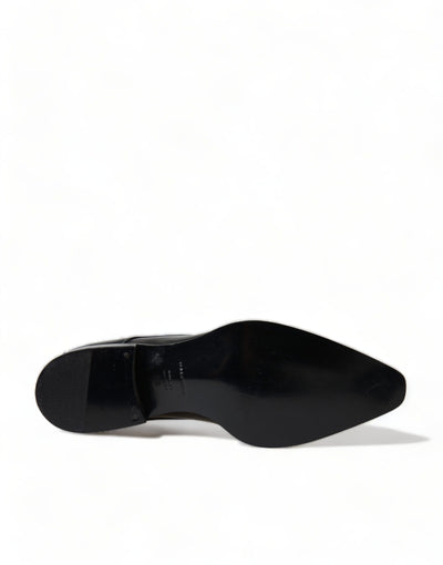 Dolce & Gabbana Schwarze Leder Schnürschuhe Formal Flats Schuhe