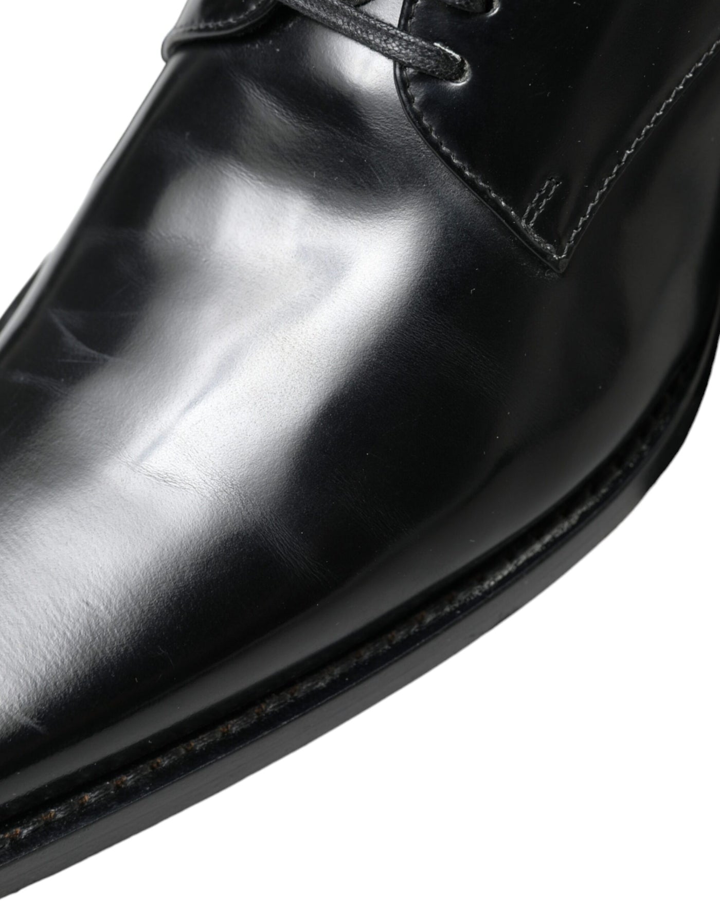 Dolce & Gabbana Schwarze Leder Schnürschuhe Formal Flats Schuhe