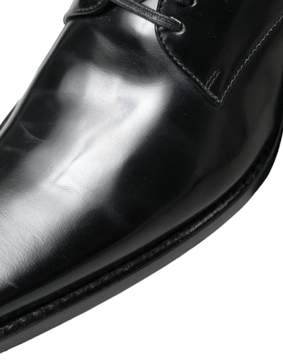Dolce & Gabbana Schwarze Leder Schnürschuhe Formal Flats Schuhe