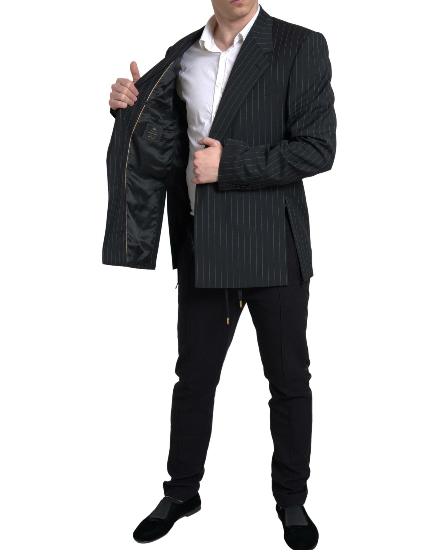 Dolce & Gabbana Schwarz gestreifter einreihiger SICILIA Blazer