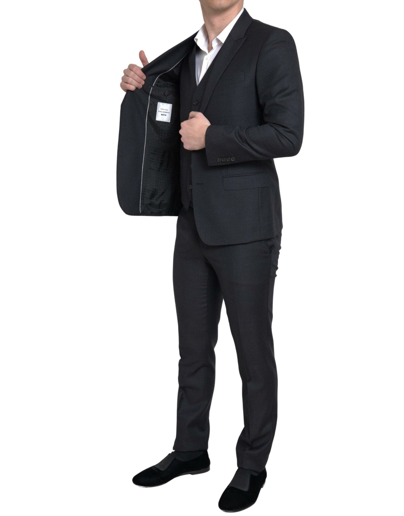 Dolce & Gabbana Schwarzer 3-teiliger einreihiger MARTINI Anzug