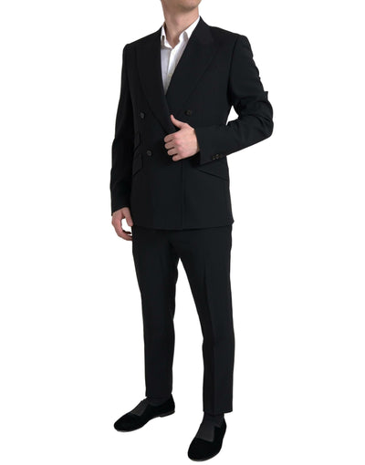 Dolce & Gabbana Schwarzer 2-teiliger Zweireiher SICILIA Anzug