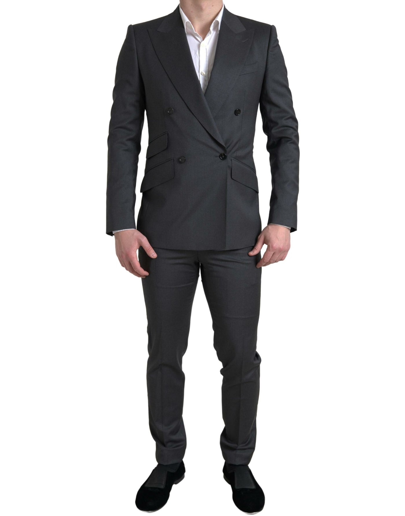 Dolce & Gabbana Grauer 2-teiliger Zweireiher SICILIA Anzug