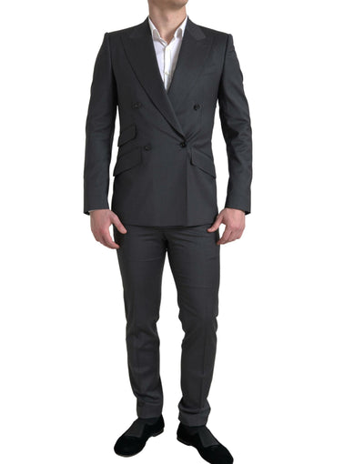 Dolce & Gabbana Grauer 2-teiliger Zweireiher SICILIA Anzug
