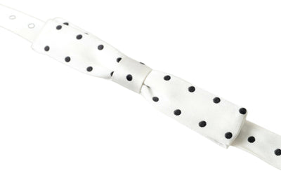 Dolce & Gabbana Weiße Seide Polka Dot Verstellbare Hals Männer Fliege