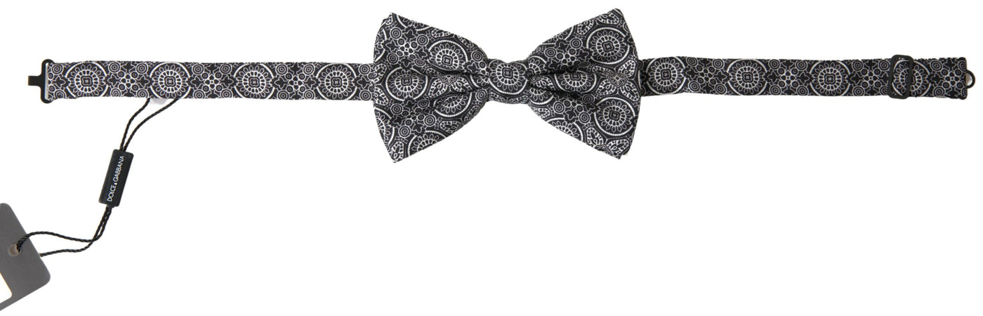 Dolce & Gabbana Schwarz Weiß Muster Einstellbare Hals Papillon Fliege